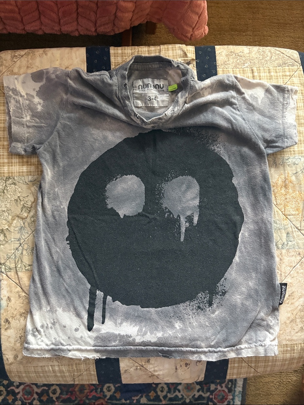 nununu Gray Tie-Dye Smiley Drip Tee - Kids